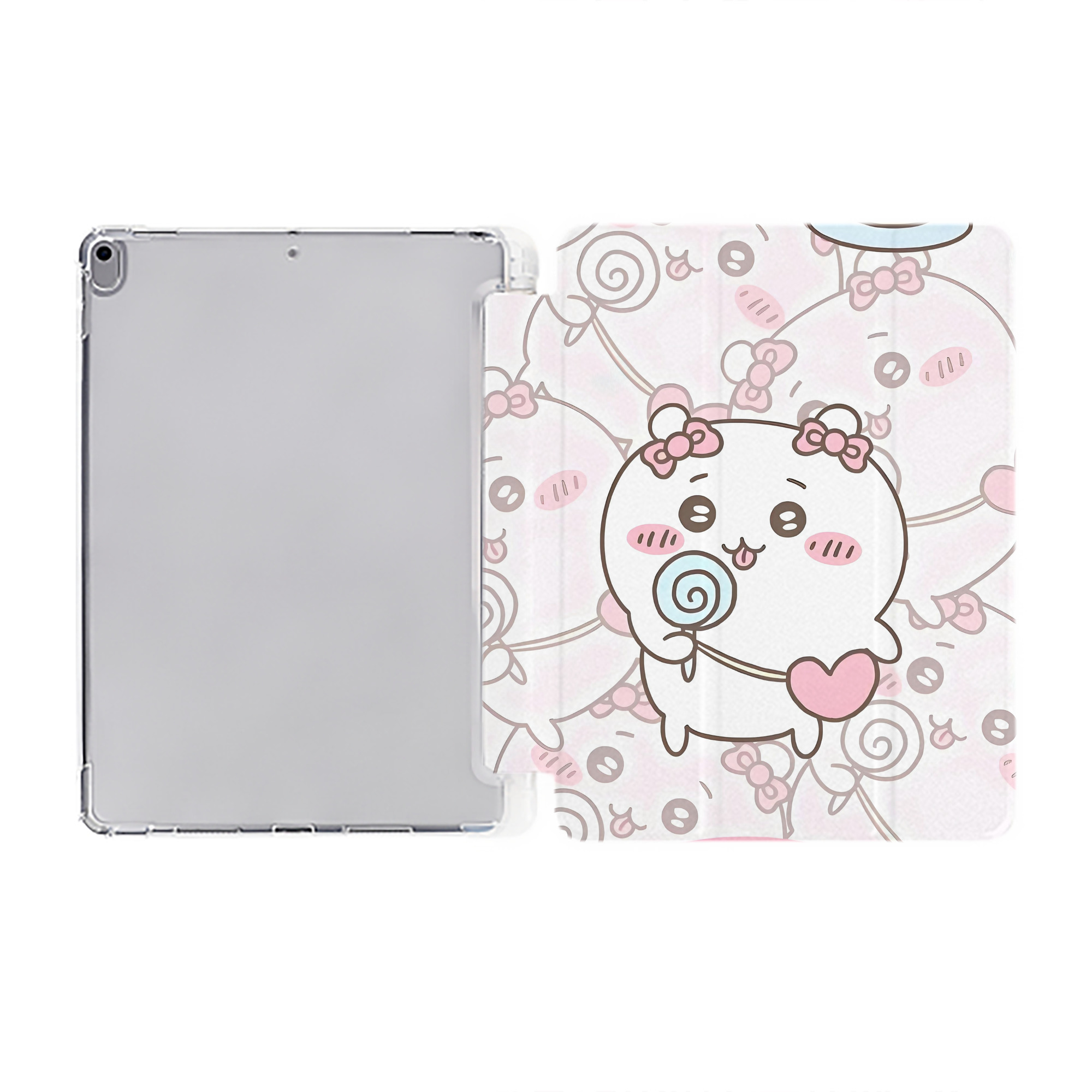 （画像用） ちいかわ Chii-kawa IPad ケース ペン収納付き 三つ折りスタンド PUレザー×シリコン 対応機種9.5/10.5/10.9インチ
